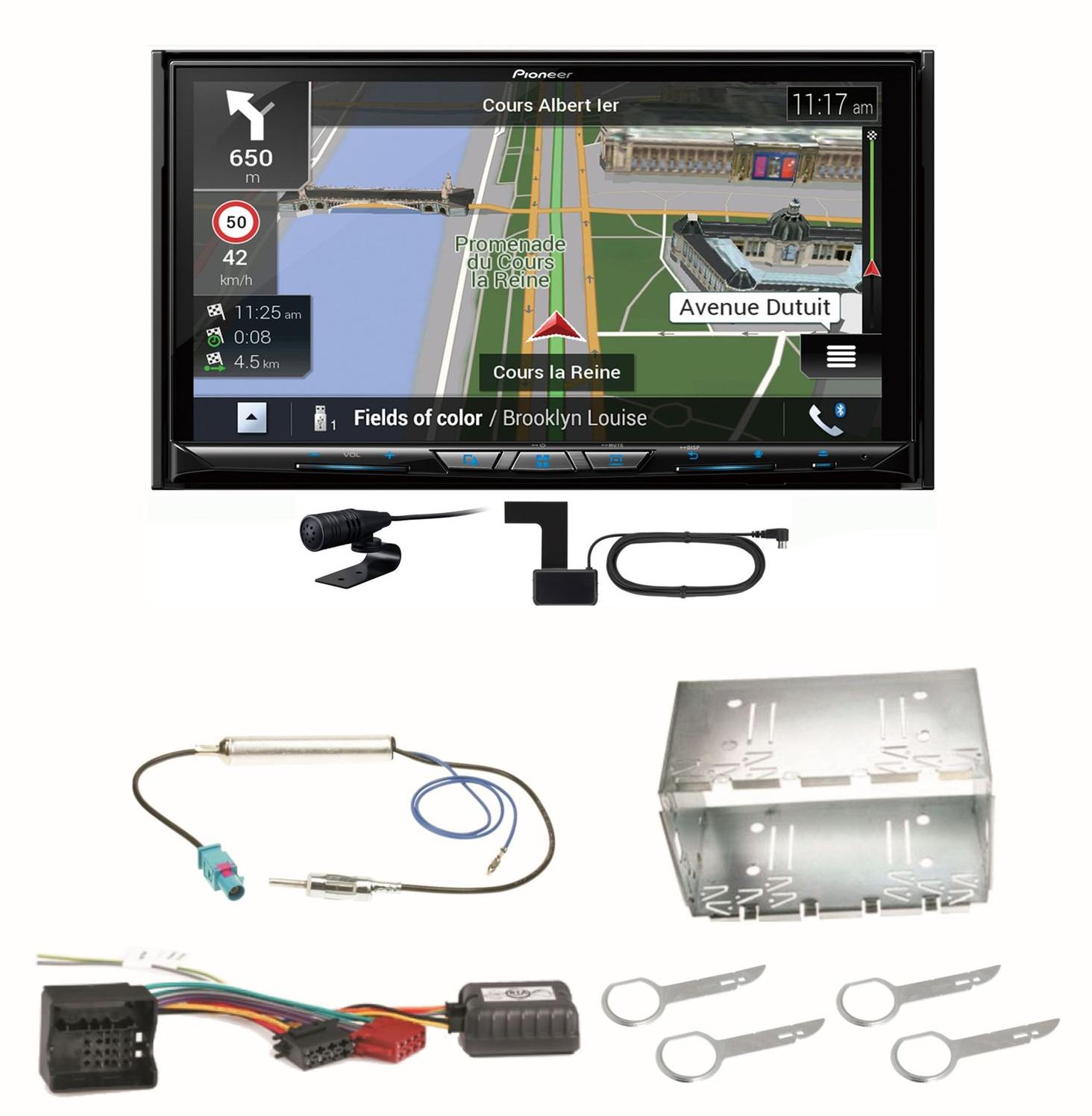 Pioneer AVIC-Z930DAB Navigation Bluetooth CD USB MP3 Einbauset für Fox Polo 9N3