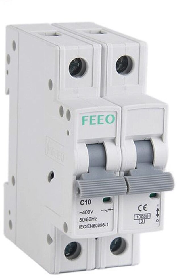 Interruttore magnetotermico 2 poli 25A 240V AC Curva C 10KA   FEEO