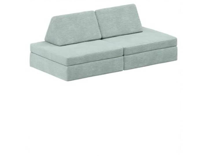 Bellabino Nile Spielsofa Mini 4-TLG., Türkis, Cord, modular, ausklappbar Kindersofa aus Schaumstoff Bausteinen, klappbare Spielcouch waschbar, Kuschelecke, aus Oeko-Tex zertifizierten Materialien