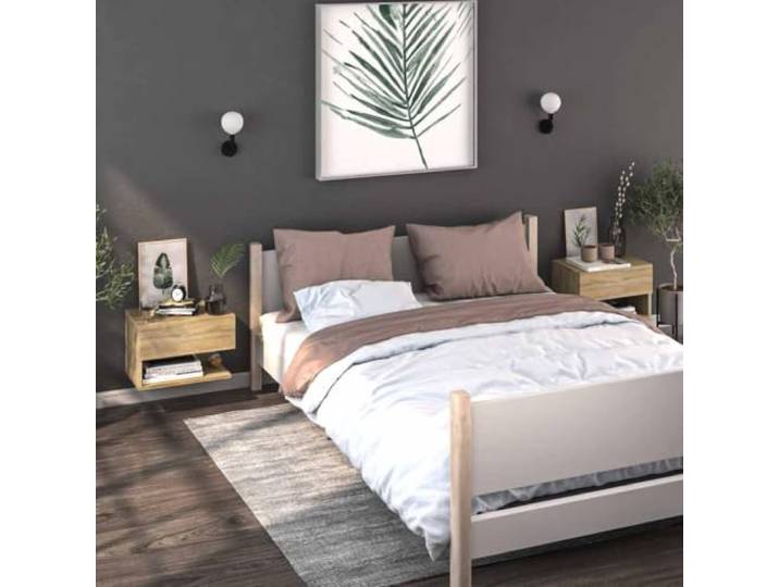 HEFZGDB Wand-Nachttische 2 STK. Sonoma-Eiche - Raumsparende Wandmontage Nachttisch Set aus pflegeleichtem Holzwerkstoff für Wohnzimmer und Schlafzimmer
