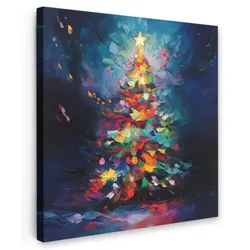 LEINWANDBILD Weihnachtsbaum - Weihnachten - Abstrakt - Farbenfroh Deko Wohnzimmer 20x20 cm
