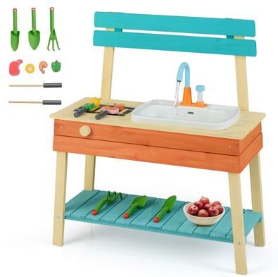 Mud Kitchen and Barbecue Grill Combo Real Faucet w/Running Water