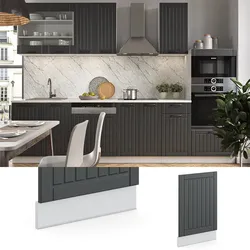 Vicco Geschirrspülerblende Geschirrspülfront Küchenmöbel Fame-Line Landhaus Weiß Dunkelgrau 45 cm modern