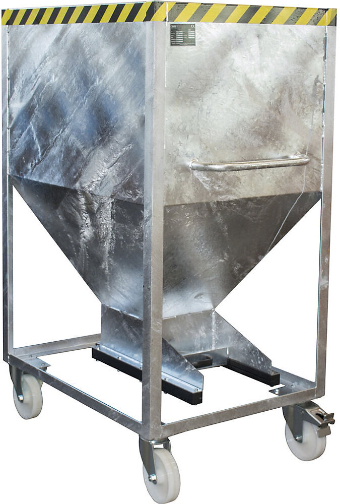 Silobehälter, Trichterform, fahrbar, Volumen 0,6 m³, verzinkt eurokraft pro
