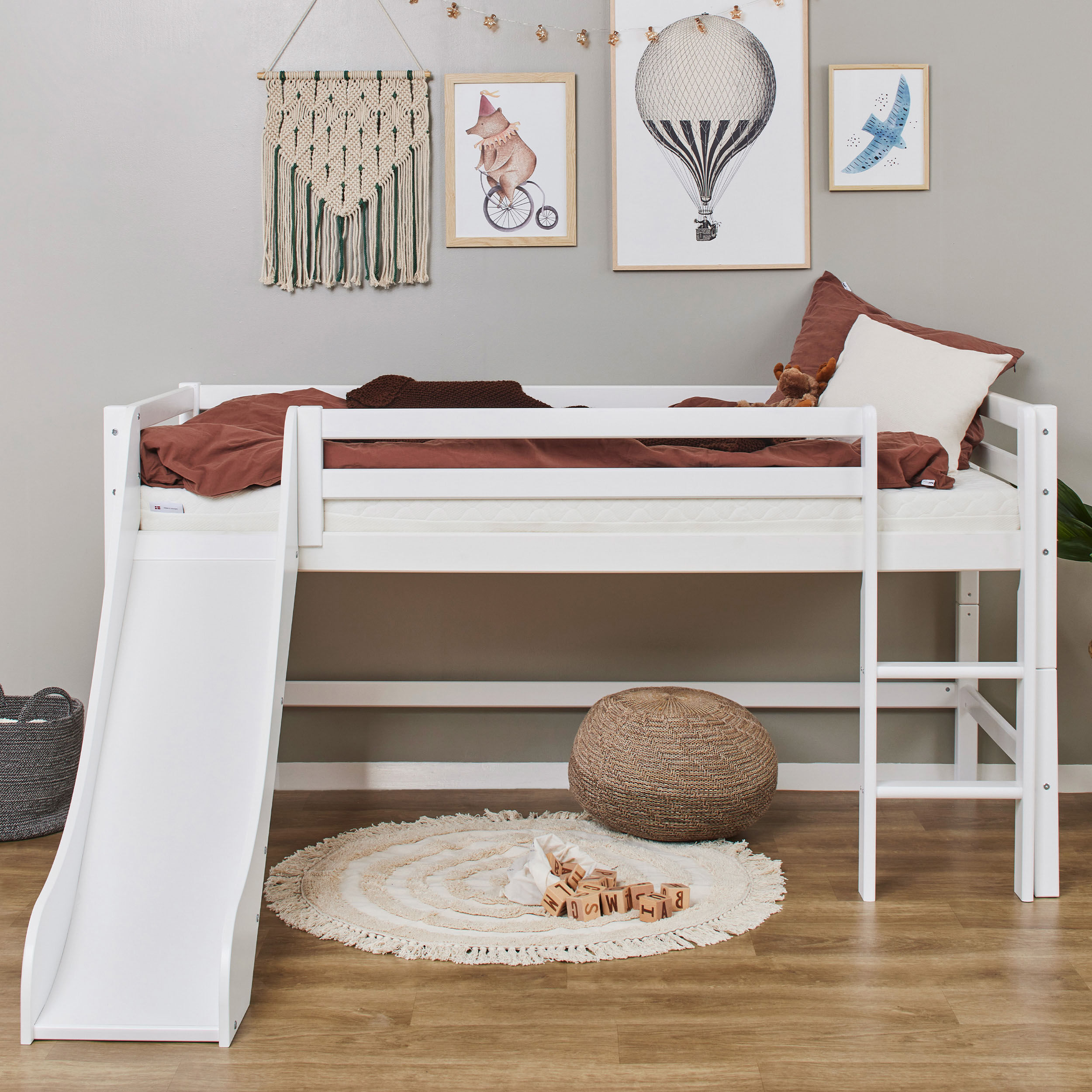 Indoor-Rutsche HOPPEKIDS "ECO Dream", weiß, B:37cm H:105cm T:94,5cm, Massivholz, Rutschen, Indoor-Rutsche, Kinderbett Rutsche für Hochbett, 2 Größen