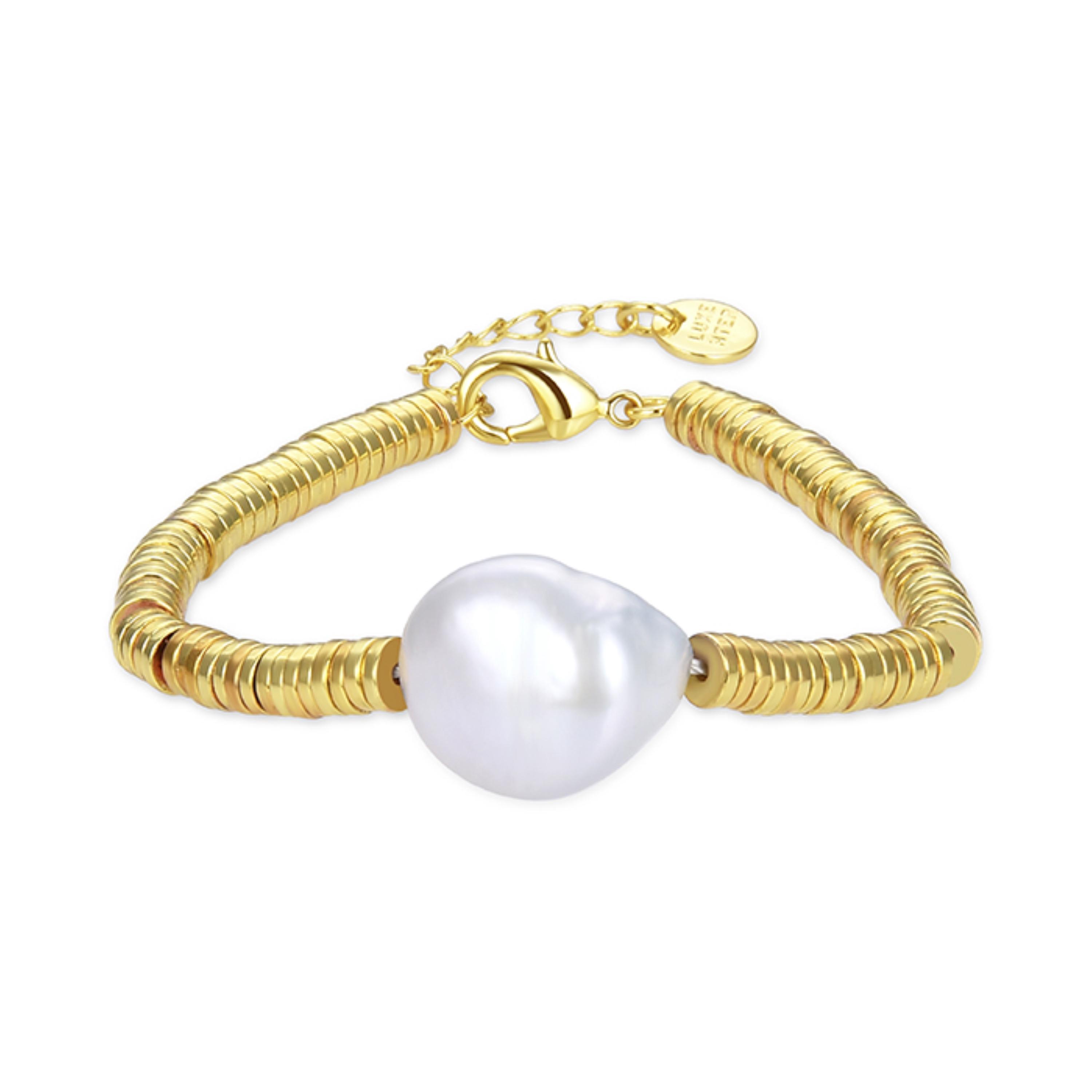 Luxenter Gouden Hematiet Armband afgewerkt in 18K geelgoud - Siever