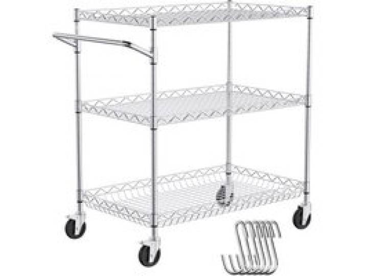 VEVOR Chariot Utilitaire à 3 Niveaux Chariot Roulant sur Roues 76,2x45,7x88,9 cm 300 kg 6 Crochets