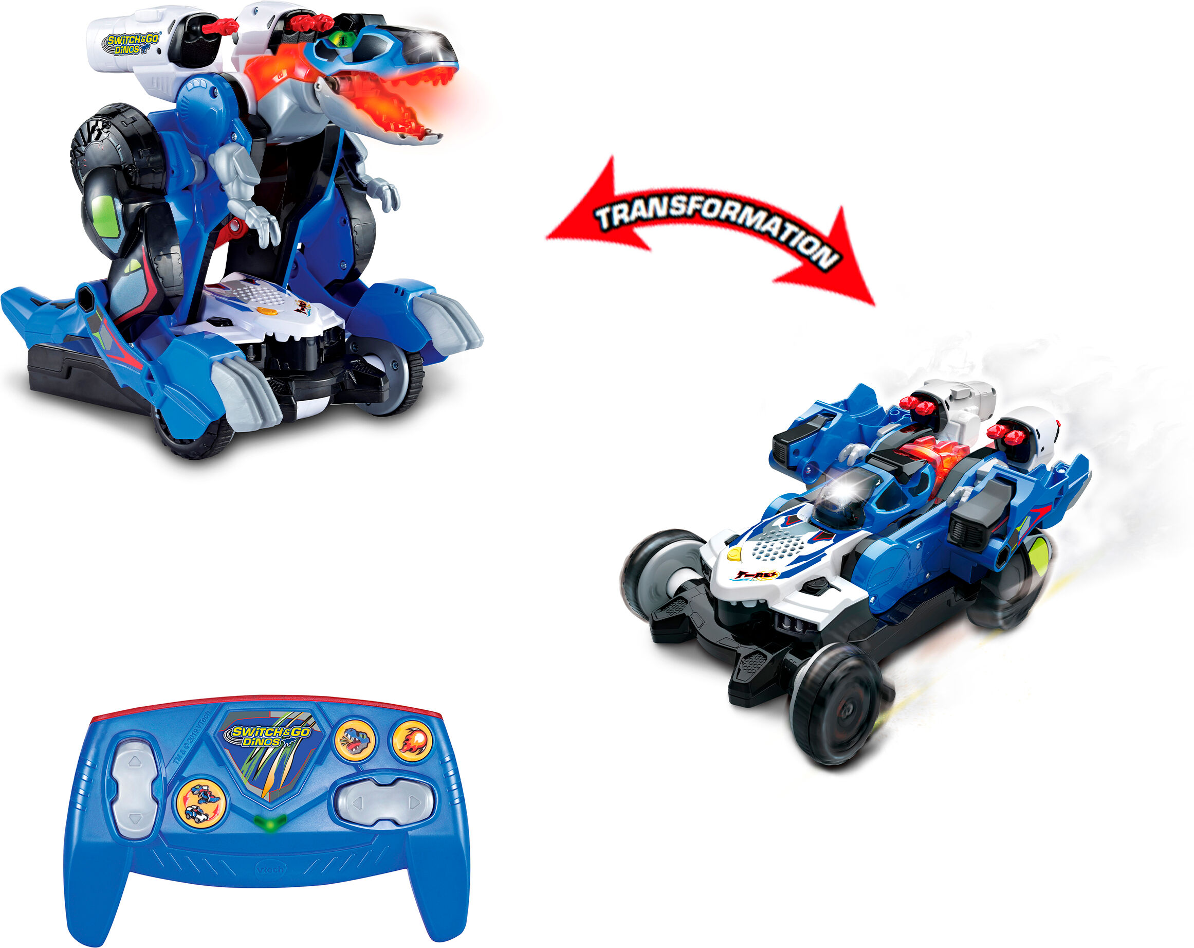 RC-Tier VTECH "Switch & Go Dinos, RC Mega T-Rex", blau, Fernlenkfahrzeuge, Kinder, Kunststoff, mit Licht und Sound