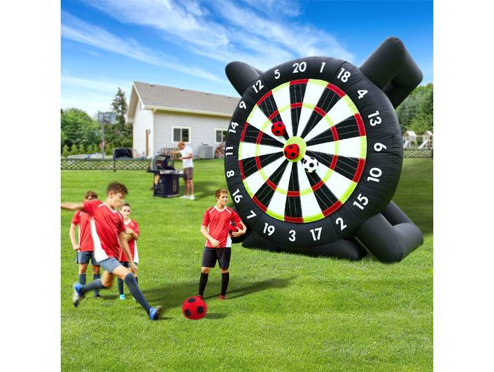 Tableau de fléchettes géant gonflable d'extérieur 10FT pour football et golf + 8 ballons de football et souffleur pour aire de jeux commerciale