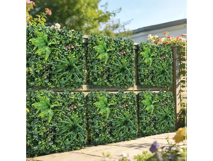 Outsunny Haies Artificielles Vert 50x50cm Set de 6 Anti-UV Jardin