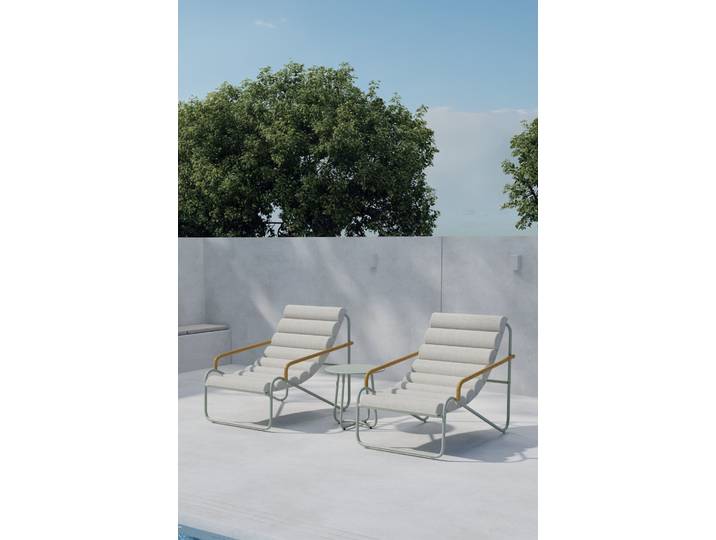 Gartenlounge-Set VENTURE HOME Ithaka, grosszügiges Outdoor-Set für hohen Sitzkomfort , beige, beige, salbeigrün, B:735cm H:93cm T:100cm, Polyester, Stahl, Sitzmöbel-Sets, Gartenlounge-Set, Loungemöbel mit Stoffbezug, angenehm, weich