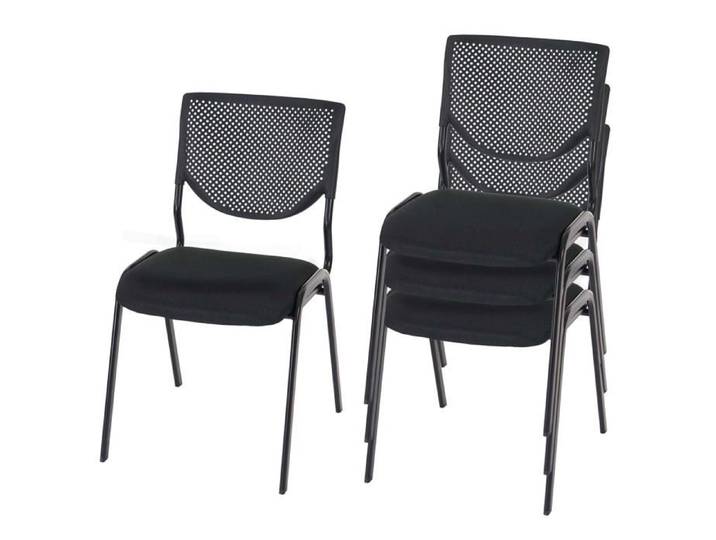 MCW Lot de 4 chaises de conférence T401 empilable siège noir pieds noirs