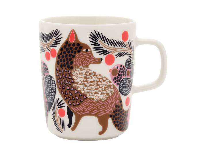 Marimekko Tasse Oiva Ketunmarja 25 cl White-bronze-rose-pétrole