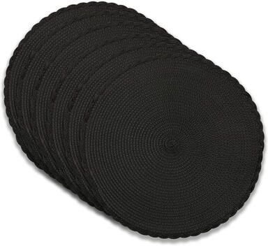 "Dainty Home Braided 15"" Round Woven Non-Slip Placemats Set of 6"