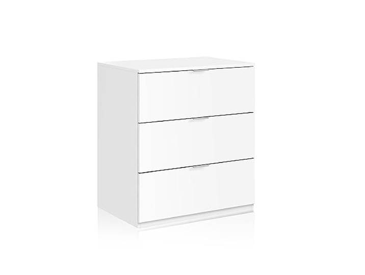 HABITDESIGN - Commode de chambre 3 tiroirs en simili - blanc