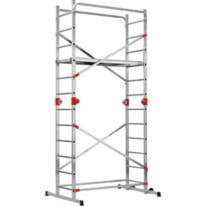 Hailo Gerüst G60, 1-2-3 500 Combi, 9459-507, Arbeitshöhe 4,35m, Multifunktionsgerüst mit 2 Rollen & Treppenfunktion