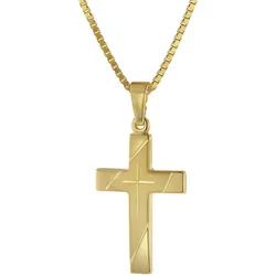 trendor 75676 Kreuz Anhänger Gold 333 mit goldplattierter Silberkette, 50 cm