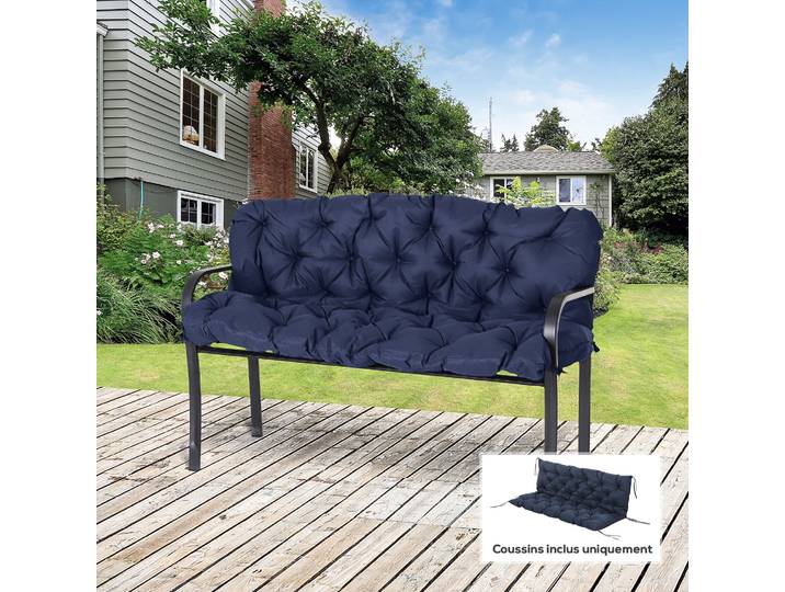Outsunny Coussin Banc Jardin 3 Places 150x98x8cm Bleu