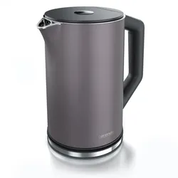 Arendo Wasserkocher 1,5 l 2200 W, Edelstahl, Doppelwand, Temperaturwahl 40 - 100°C mit Anzeige, vulkangrau