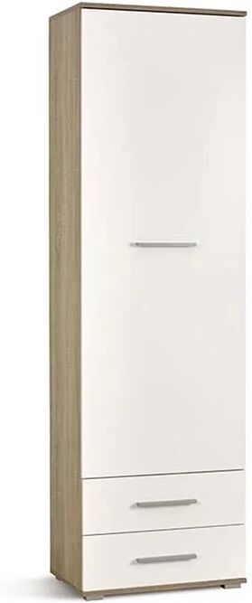 garneroarredamenti Armadio 60x200h cm 1 anta 2 cassetti bianco rovere Viki