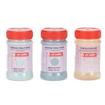 Royal Talens Vintage Chalk set Blues | 2 x 100 ml + crackle medium (100 ml) (420900001)