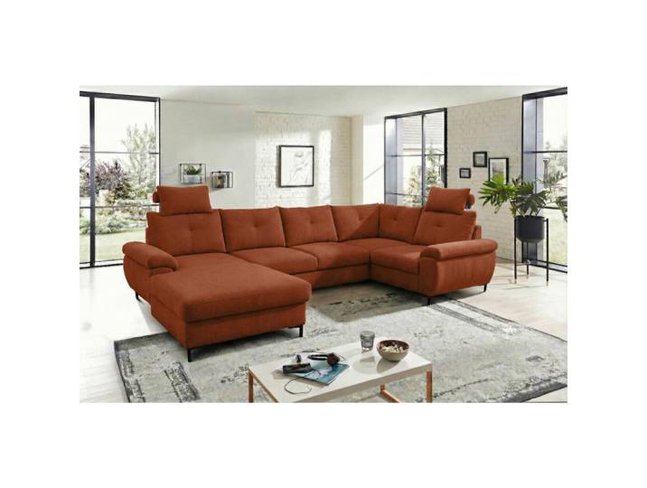 Mid.you Wohnlandschaft Solei U, Rot, Kunststoff, 4-Sitzer, Ottomane links, U-Form, 334x188 cm, Liegefunktion, Wohnzimmer, Sofas & Couches, Wohnlandschaften, Wohnlandschaft U-Form