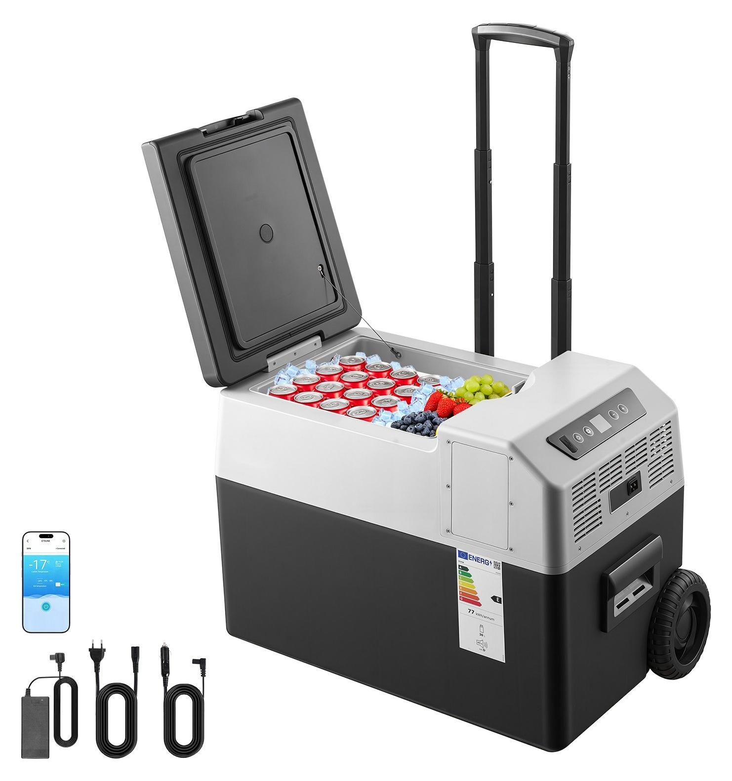 Kompressor Kühlbox 30 L - Auto Kühlschrank - 12/24 V DC & 100-240 V AC - Temperatur -22 bis 10 °C - Mit App-Steuerung & Rädern - Für Camping & Reisen