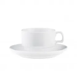 Saturnia Roma Frühstückstasse mit Untertasse aus weißem Porzellan, 24er-Pack (Tasse nicht enthalten)