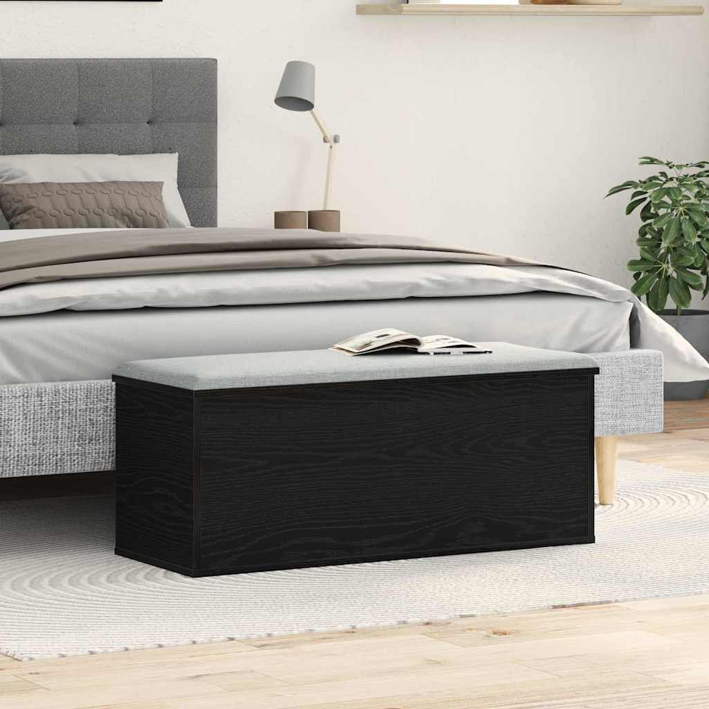 17 Stories Camp Trunk / Footlocker Black Oak 35cm H X 102cm W X 35cm D