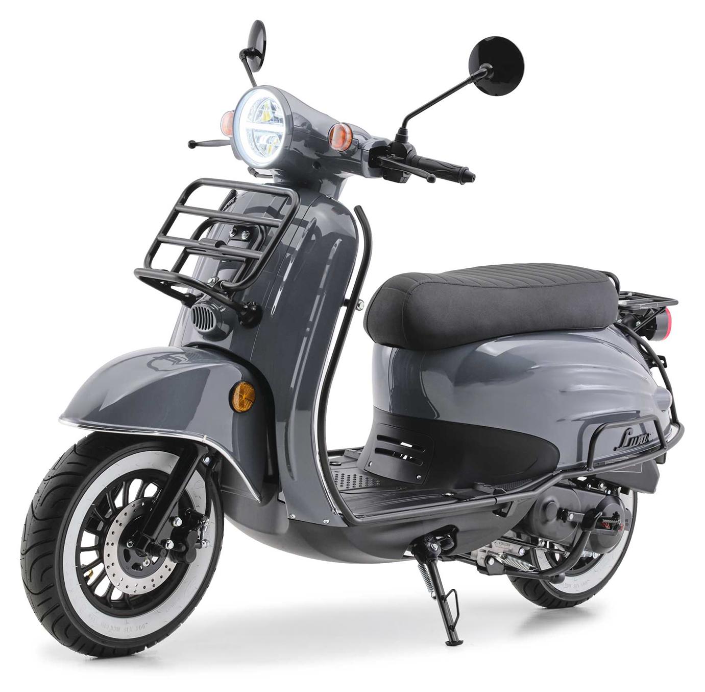 Motorroller 50 ccm Burnout Luna 45 km/h Retro-Roller Euro 5 Grau