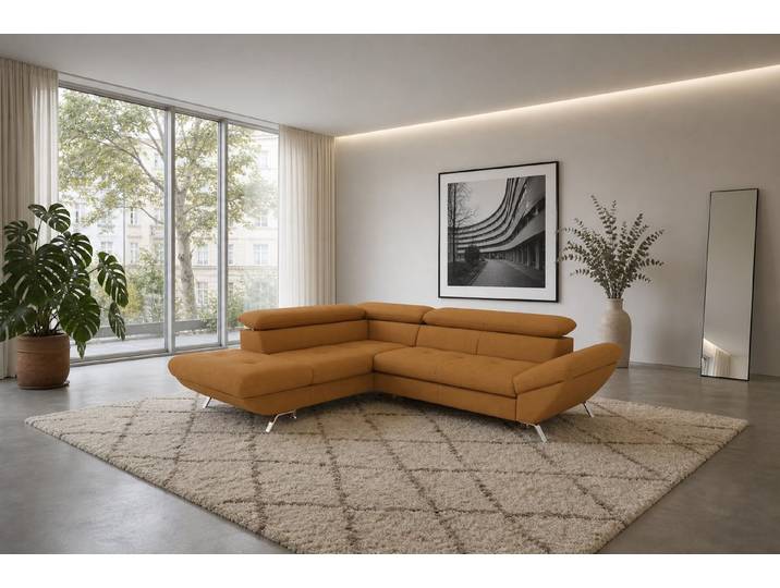 foamnova Ecksofa Breda, Ottomane links oder rechts, B 255 cm, 4 Sitzplätze, Klappbare Kopfstützen bis 88 cm, 4 Sitzplätze, schadstoffarm