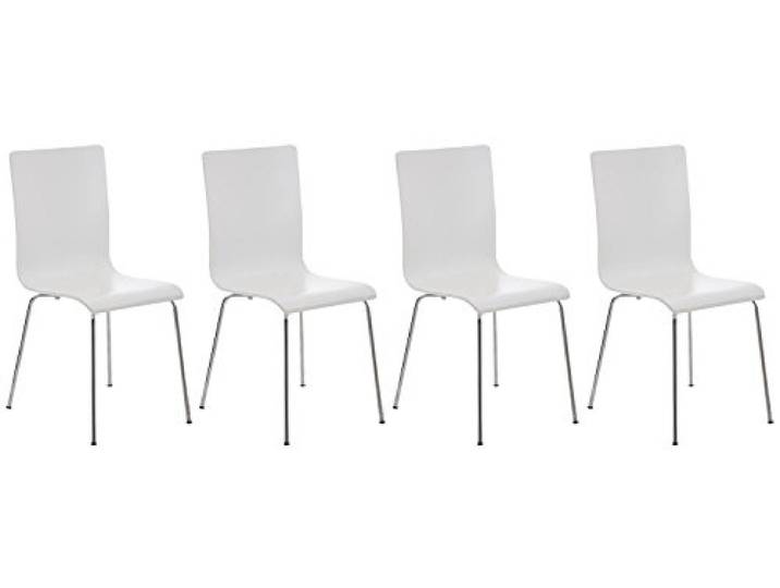 CLP 4er-Set Wartezimmerstuhl Pepe mit ergonomisch geformten Holzsitz und Metallgestell I 4X Konferenzstuhl erhältlich, Farbe:weiß
