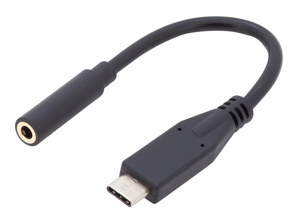 Digitus USB Type-C Audio Adapterkabel, Type-C - 3.5mm St/Bu, 0.2m, Audio in/out, sw AK-300321-002-S