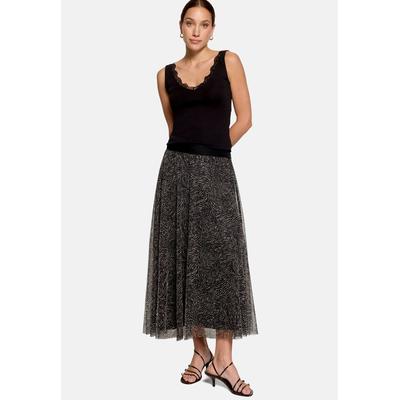 Midirock ZERO "Damen mit Muster", Damen, Gr. 38, schwarz (cream, schwarz), Tüll, Obermaterial: 100% Polyester. Futter: 65% Polyester, 35% Viskose, A-Linie lang, Röcke, Material