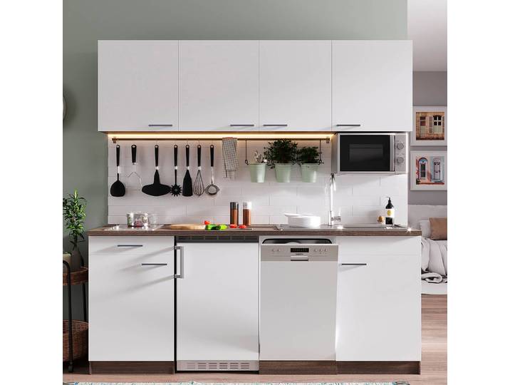 Cuisine Oliver VIII 195cm Blanc/Blanc Vitrocéramique