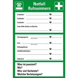 Schild I Aushang Notfall Rufnummern, Kunststoff, 300x400mm
