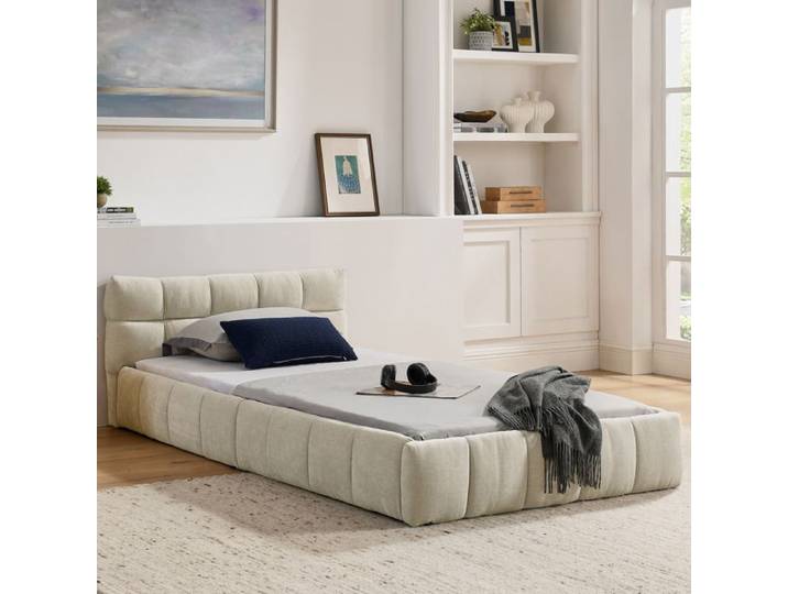 Lit individuel 90*200 cm lit d'enfant avec chenille doux seigneux - revêtement design à échelle carrée en bois d'eucalyptus