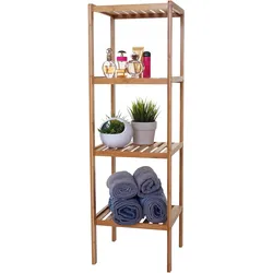 Badregal MCW-B18, Badezimmer Badschrank Standregal, Bambus ~ 110x34x33cm