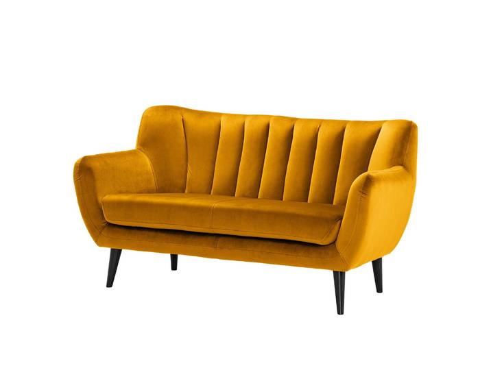 Canapé Polva I 2 places Jaune/Jaune moutarde Velours Ravi 155 x 82 x 81cm Scandi