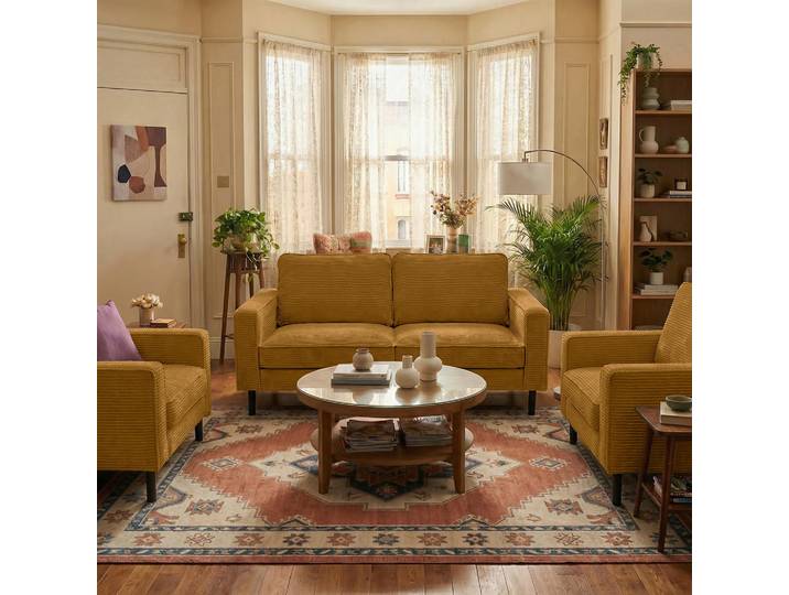 Livetastic 3-Sitzer-Sofa, Senfgelb, Metall, 188x85x92 cm, Stoffauswahl, Hocker erhältlich, Rücken echt, Wohnzimmer, Sofas & Couches, Sofas, 3-Sitzer Sofas