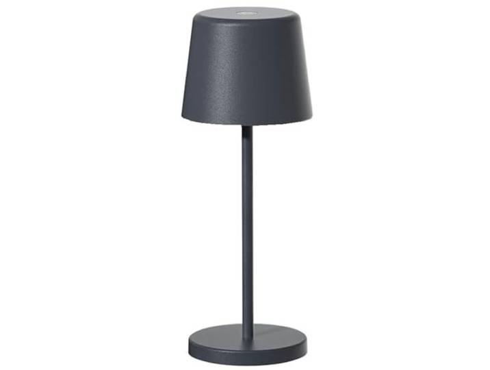Mini draadloze touch tafellamp aluminium grijs LED MINI ROCK wit dimbaar H22cm