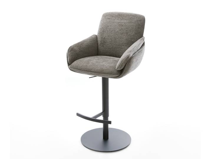 Barstuhl Luan-Flex Bouclé Soft Schlamm Drehfuß höhenverstellbar Metall Schwarz, Barstühle