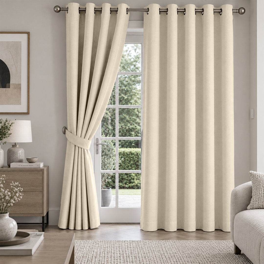 Langley Street Imperial Homeware London Blackout Curtains Cream 229 × 183 cm