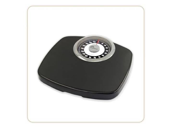 LITTLE BALANCE 8400 Confort 180\, Pèse-personne mécanique\, Balance avec écran XL\, Forme compacte\, 180 kg\, Noir/Chrome