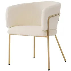 Merax Freizeitstuhl, einzeln, Ankleide Stuhl, Wohnzimmer und Schlafzimmer, leichter Luxus, Esszimmerstuhl, mit vier Stützbeinen aus Metall, beige