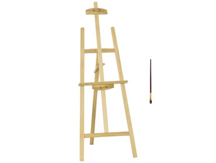 HOMCOM Schildersezel op voeten 51.5x71.5x134.5cm naturel dennenhout