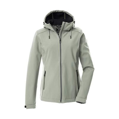 Softshelljacke KILLTEC "KOW 8 WMN SFTSHLL JCKT", Damen, Gr. 36, grau (graugrün), Oberseite: 92% Polyester, 8% Elasthan.Rückseite: 100% Polyester, Jacken Softshelljacke, Damen Softshelljacke: wasser- und windabweisend, atmungsaktiv