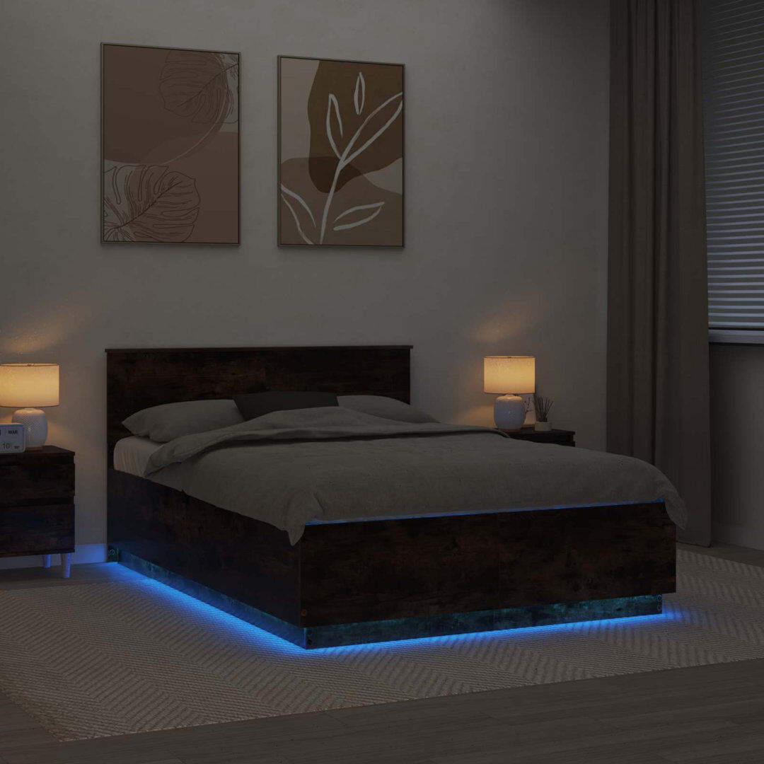 Ebern Designs Bed Smoked Oak European Double (140 x 200 cm)