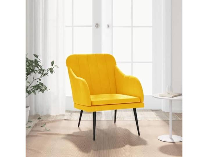 IBUQDDV Samt Sessel Gelb 63x76x80 cm mit Metallgestell Weicher Samt, stabiles Metallgestell, gepolsterte Armlehnen, schräge Rückenlehne, Montageanleitung enthalten
