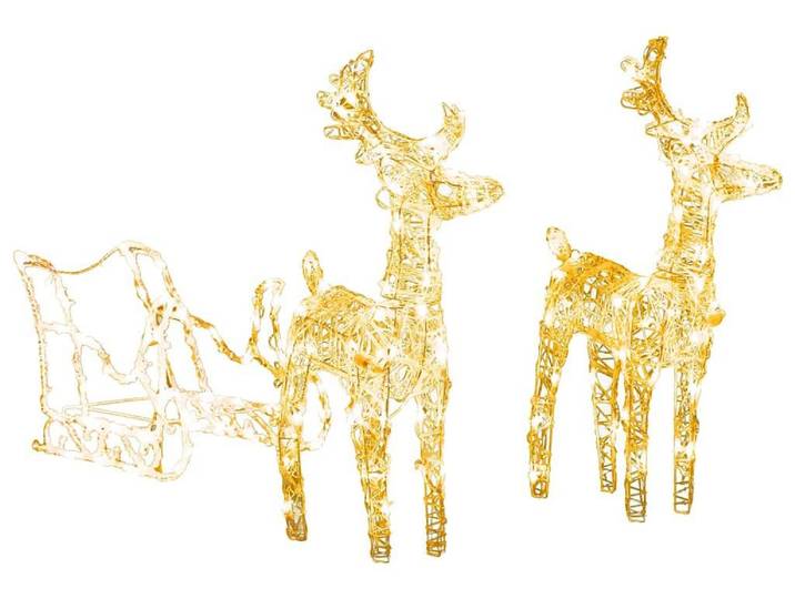 vidaXL Rentiere & Schlitten Weihnachtsdekoration 160 LEDs 130 cm Acryl